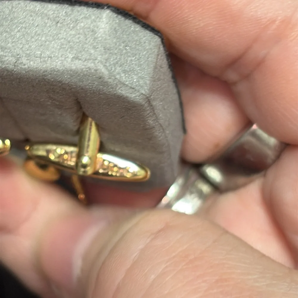 Dior Gold and Black Cuff Links Vintage including Tie Clip Free